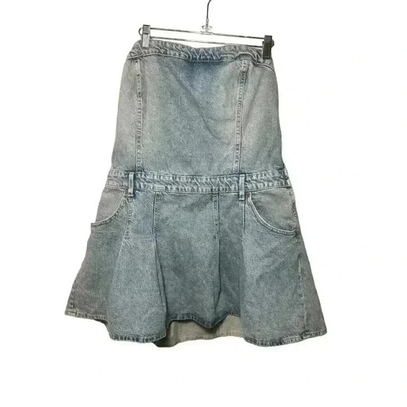 ZARA PLEATED TRF DENIM DRESS XL NWT - Picture 4 of 11